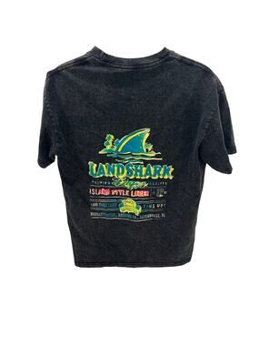 Mens Landshark Lager Painted Logo Black Mineral Wash T-Shirt Size Large